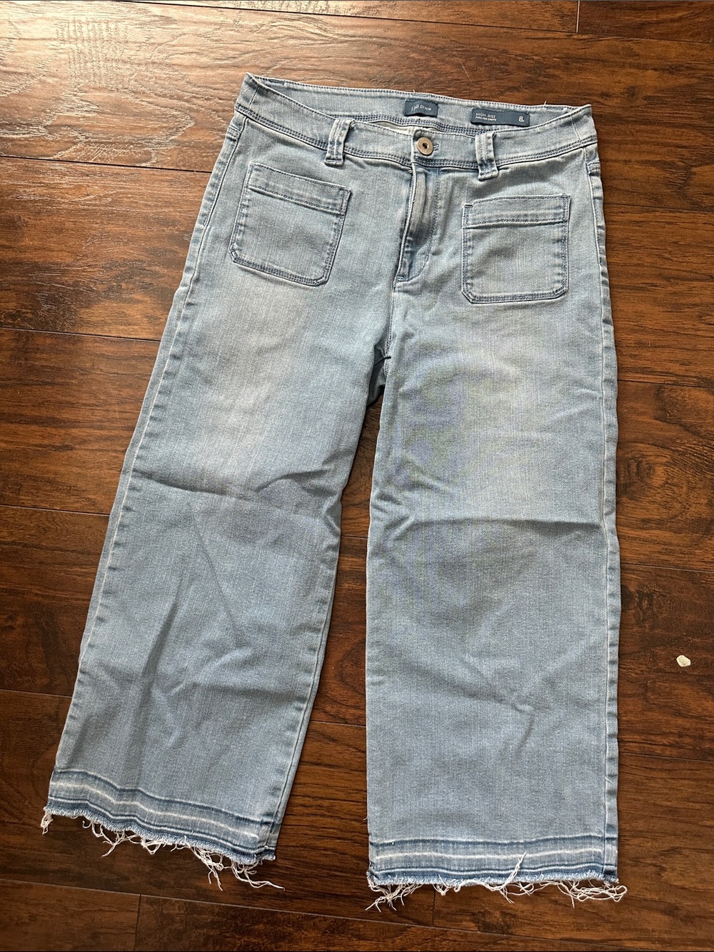 J. Jill Light Blue Wide-Leg Crop Jeans with Raw Hem